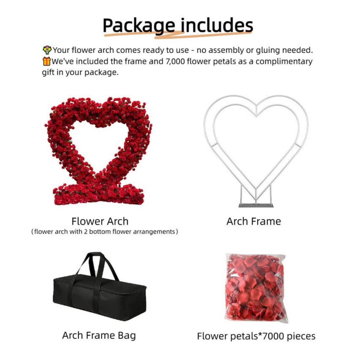 8ft Heart Arch & Frame set